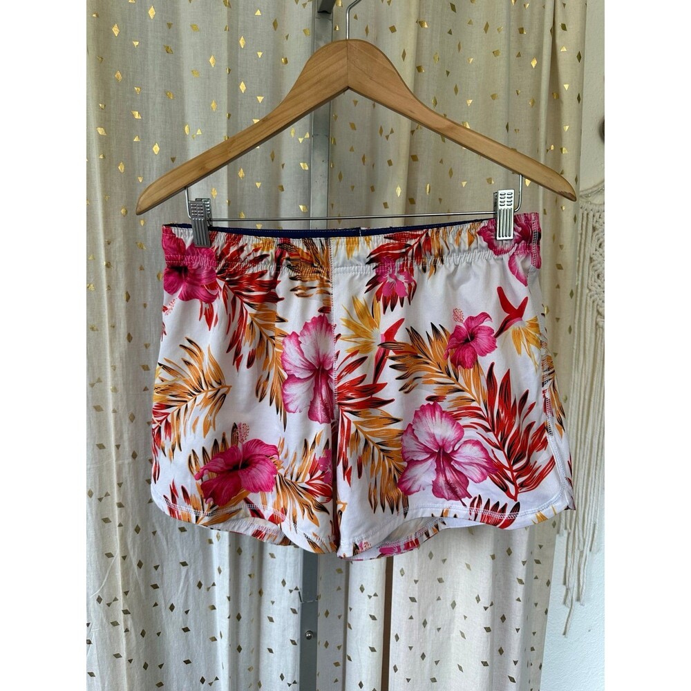 Palmwave Hawaii Hawaiian Tropical Flowers Hibiscus Pull On Shorts L